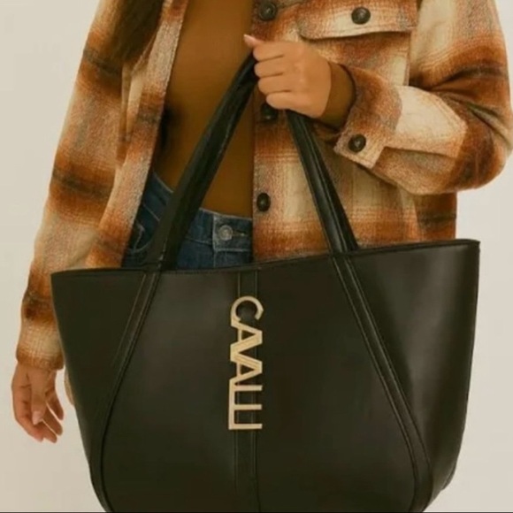 Cavalli Class Handbags - Cavalli Class Sandra Shopper Tote Bag in Black Onyx - NWT